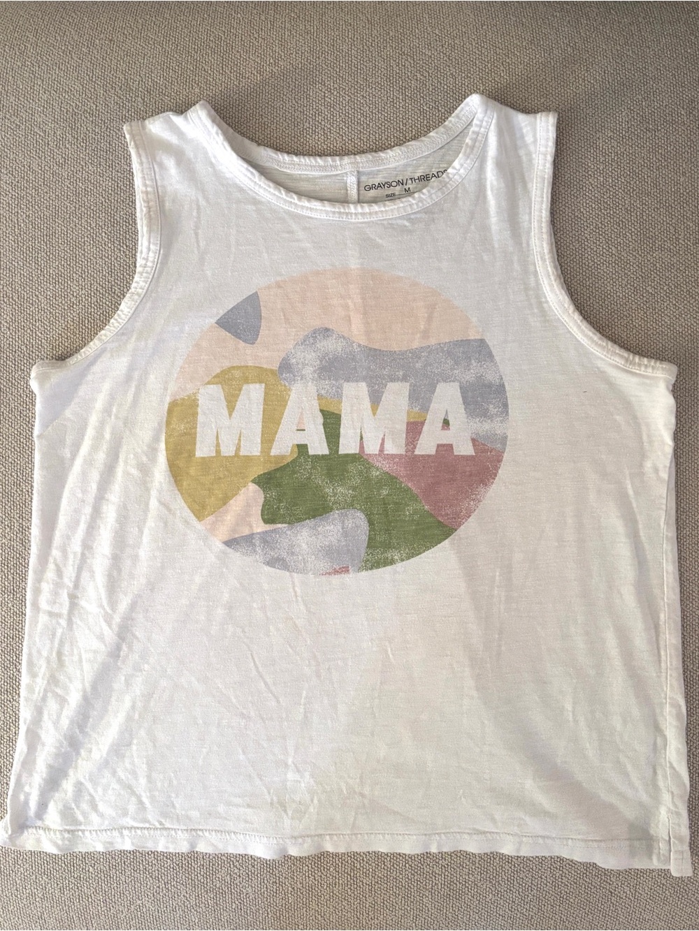 Grayson Threads Mama Watercolor Graphic Tank Top Size Medium